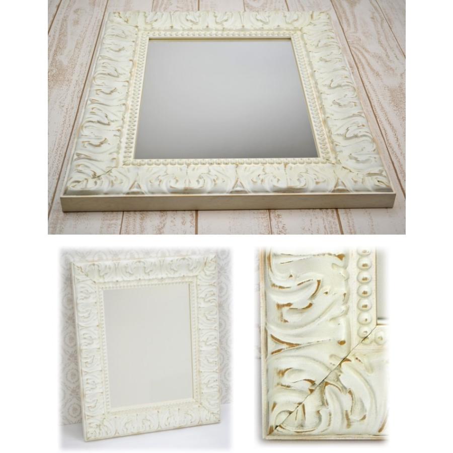 イタリア製 壁掛けレリーフミラー イタリア製 壁掛けミラー ホワイトレリーフ 縦横両用 (ウォールミラー