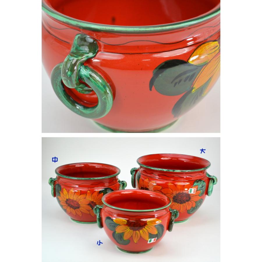 プランターカバー 鉢カバー イタリア製 レッド アウトレット 赤（M