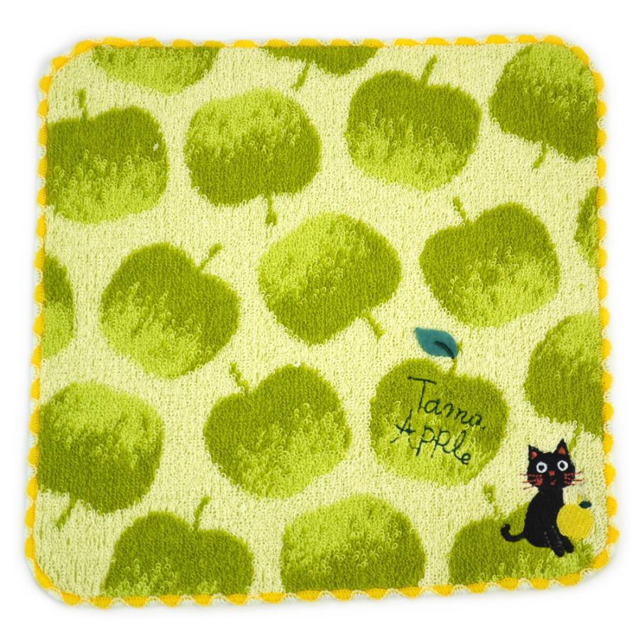 ハンカチ りんごたまちゃん タオルハンカチ 23×23cm レッド グリーン