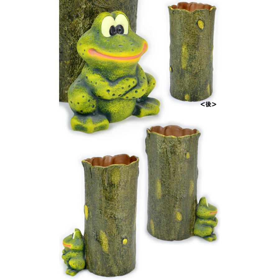 傘立て ポルトガル製 陶器 グリーン よっしゃカエル うで組み傘たて