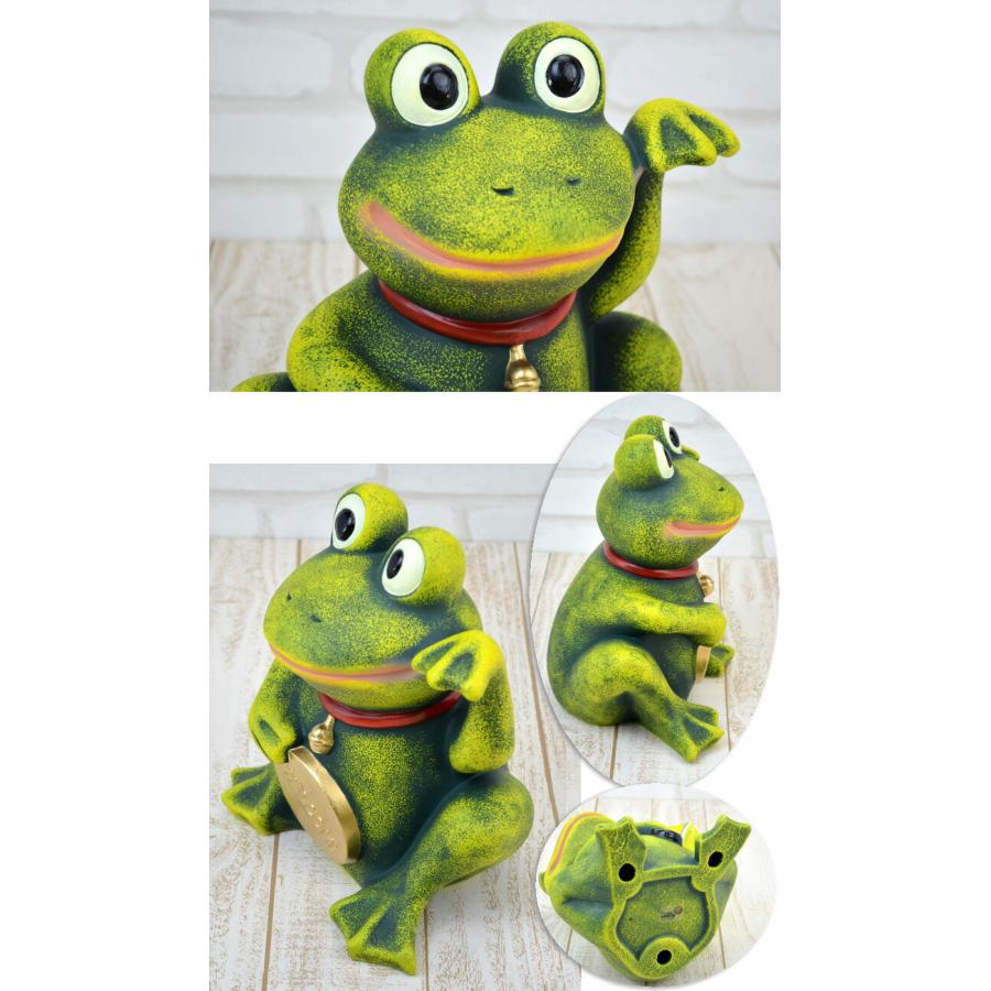 招きカエル ウェルカム ガーデン オブジェ 陶器 ポルトガル製グリーン
