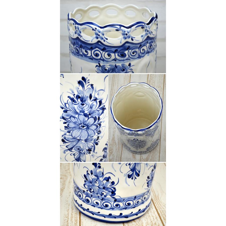 傘立て 陶器 ポルトガル製 花柄 ブルー ホワイトスリム シンプル 傘立て 陶器 ポルトガル製 花柄 ブルー ホワイトスリム シンプル