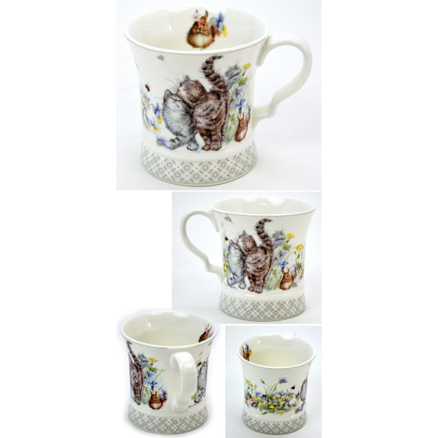 マグカップ 猫とウサギ柄 花柄 ギフトボックス付き 300ml洋食器