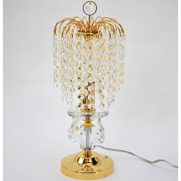 ☆テーブルシャンデリア クリスタルランプ テーブルランプ クリスタル シャンデリア ライト ゴールド色 1灯