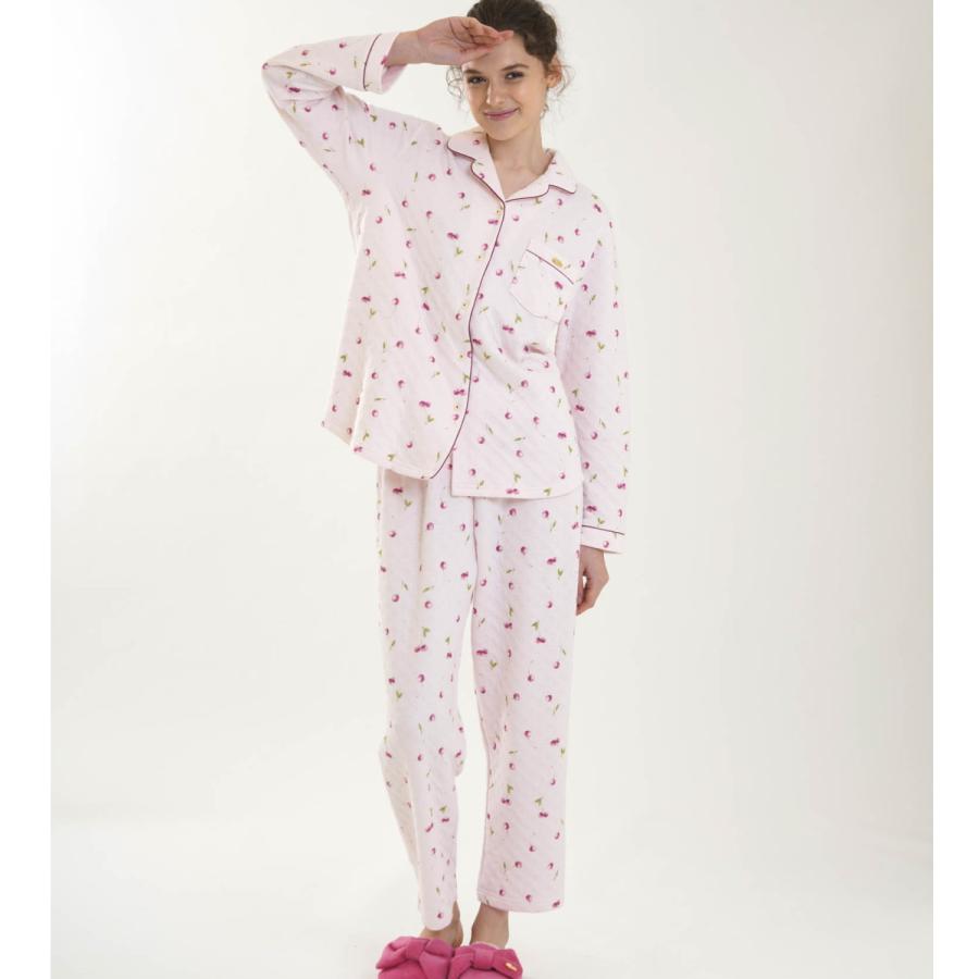 NARUE チェリー柄 パジャマ M-Lサイズ ナルエー 裏綿接結チェリーパジャマ ルームウェア 綿 アイボリー