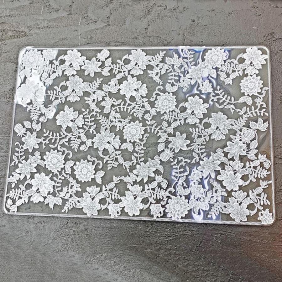 ランチョンマット ブラック ホワイト ビニール レース 長方形 プレイス