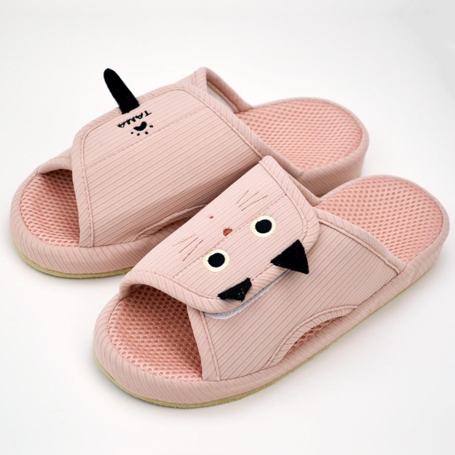 スリッパ たまピタスリッパ メッシュ マジックテープ付き 猫柄 ノア