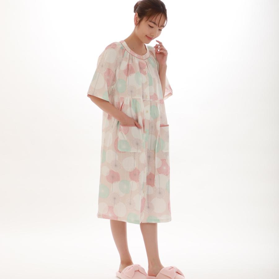 セール ワンピース 寝巻き ナルエー ダブルガーゼ花火 ピンク