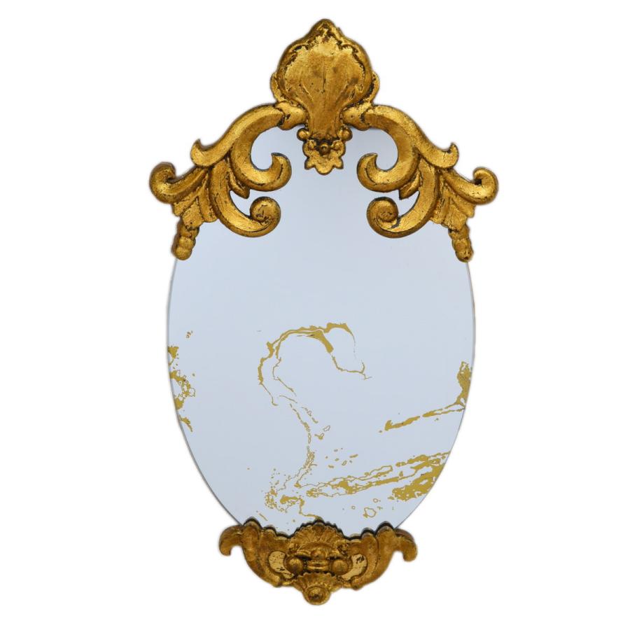 壁掛けミラー クラシックモダン ミラー 楕円 ゴールド ウォールミラー