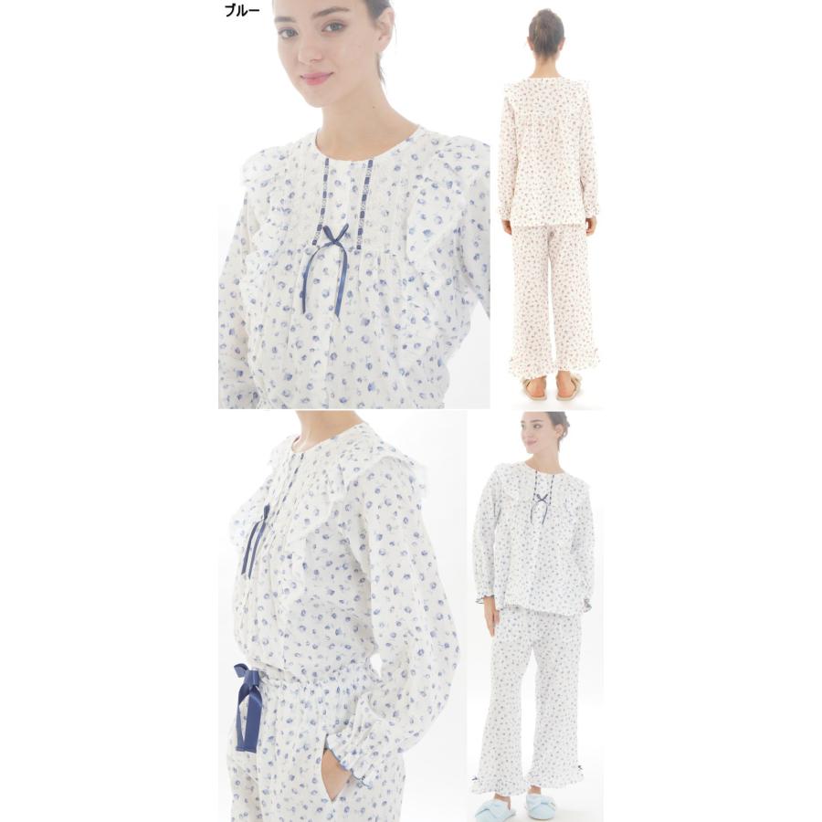 ナルエー パジャマ 50/ダブルガーゼプティ-ローズ ホワイト ピンク