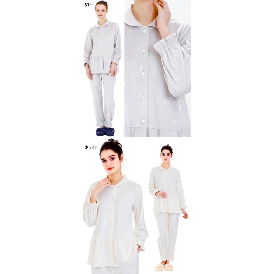 ナルエー ムーンタン スノースムージー リボンエンボスパジャマ M〜L グレー スノースムージーリボンエンボステーラードパジャマ｜パジャマ