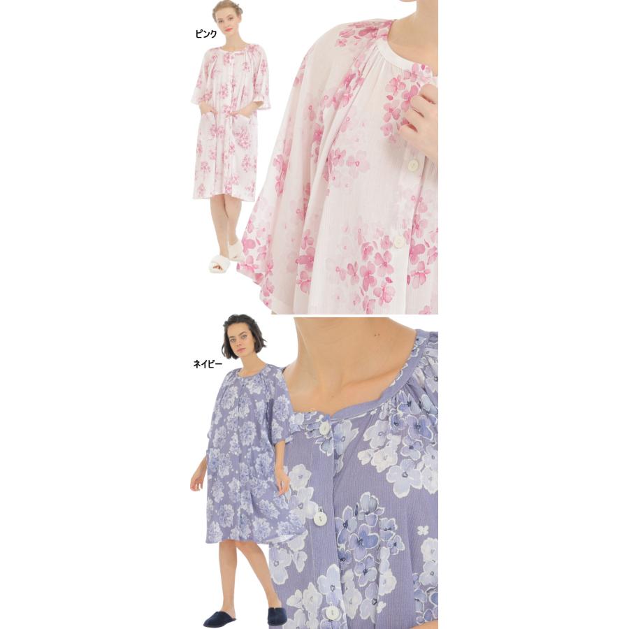ナルエー ワンピース ルームウェア 高島ちぢみフラワーラグラン  