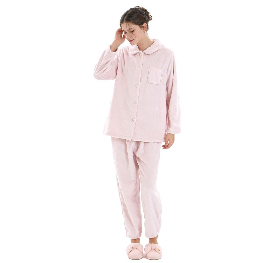 ナルエー パジャマ シャイニースノーエンボスハートシャツパジャマ