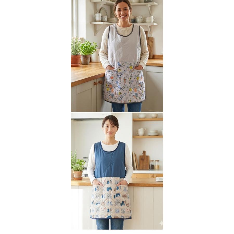 あったかエプロン キルトタブリエ 丈80cm 裏ボア フレンズヒル 切替