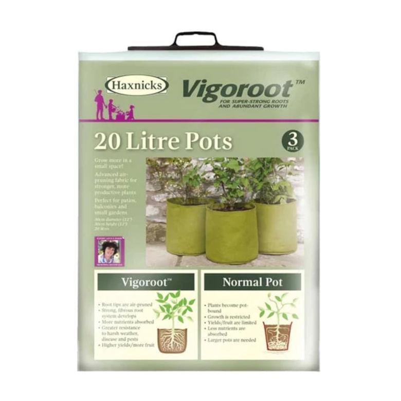 Haxnicks Vigoroot Pots たためる布製プランター 鉢 20L 3枚セット