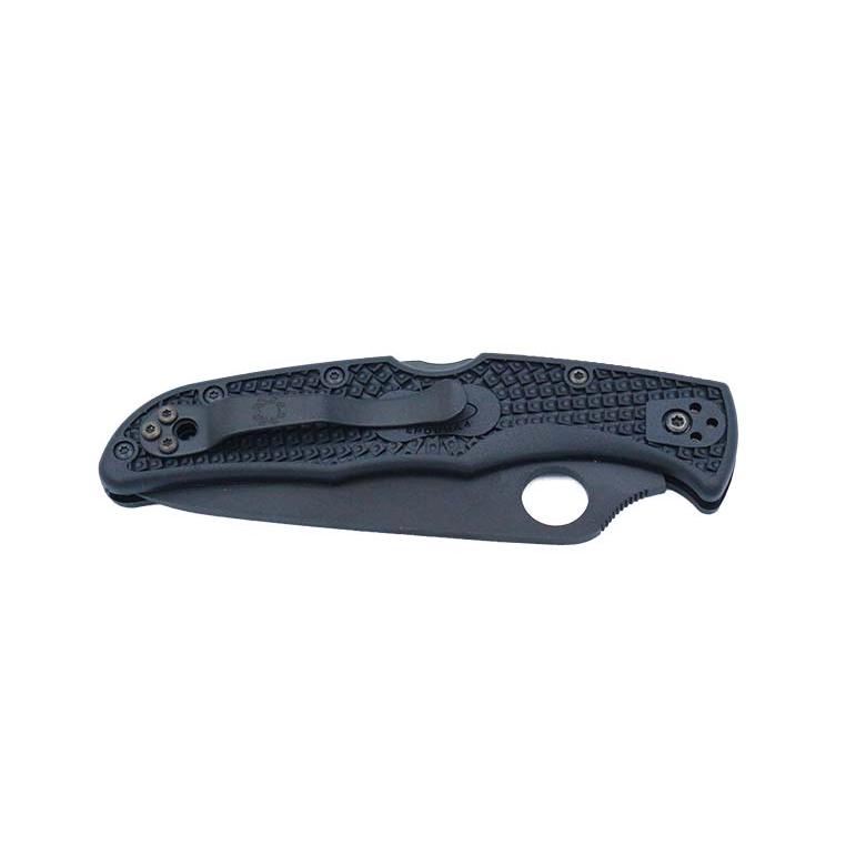 ジーサカイ スパイダルコ Spyderco C10PSBBK エンデューラ4 オールブラック チタンコーティング 半波刃 フォールディングナイフ 折りたたみナイフ 50158｜plantz｜05