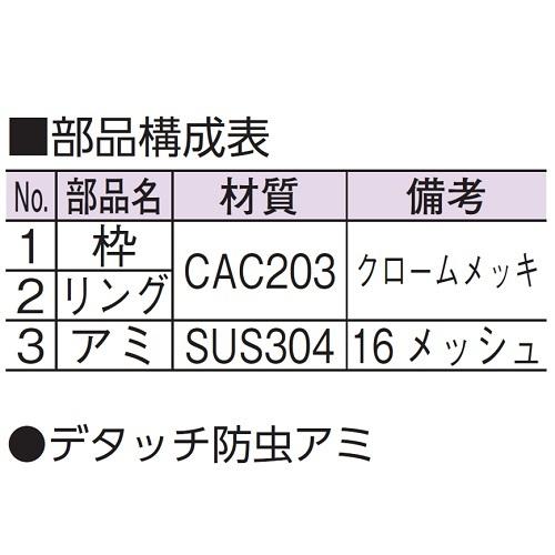 アウス 脱着式防虫目皿（外ネジ） D-3BZ-G 125