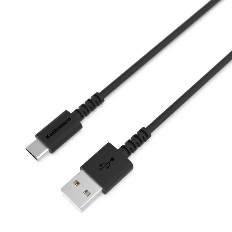USB充電ケーブル 1.2m A-C ブラック カーチャージャー スマホ充電器