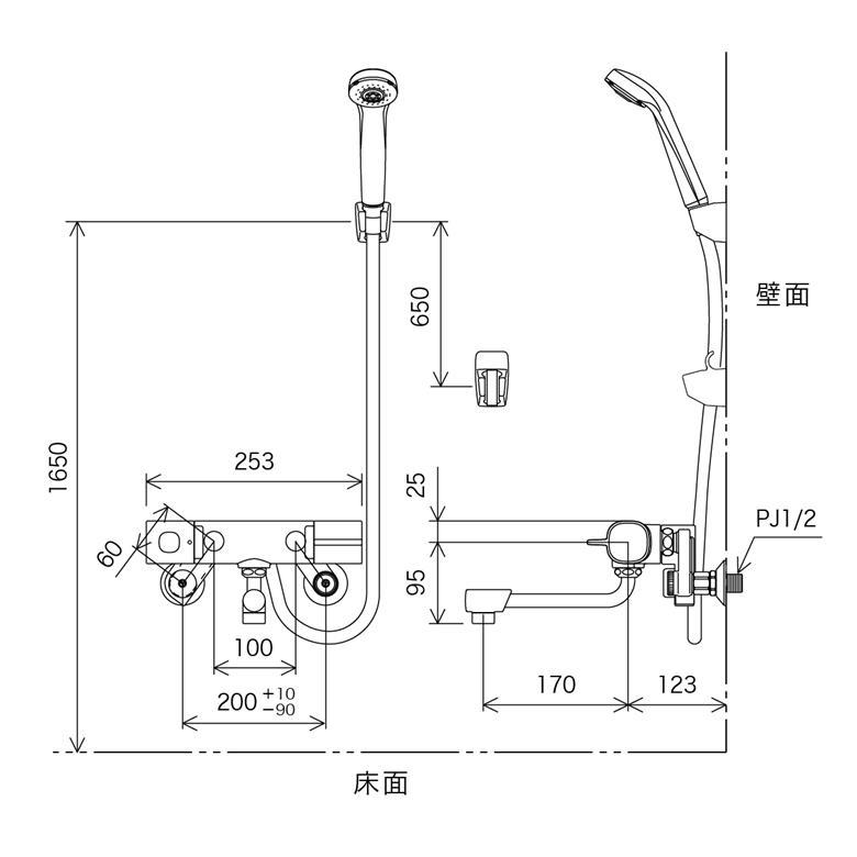 新品登場新品登場水栓 サーモシャワー 伸縮自在パイプ付 FTB100KRJ KVK 浴室、浴槽、洗面所 KVK サーモスタット式シャワー(伸縮自在パイプ付) FTB100KRJRS