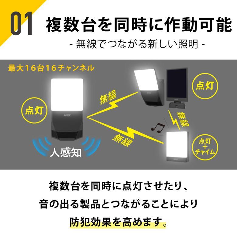 センサーライト ムサシ ライテックス 7W×2灯 無線連動センサーライト 送受信型 W-610 ワイヤレス 人感センサー 防犯対策 LEDライト 屋内 屋外用 防雨｜plantz｜03