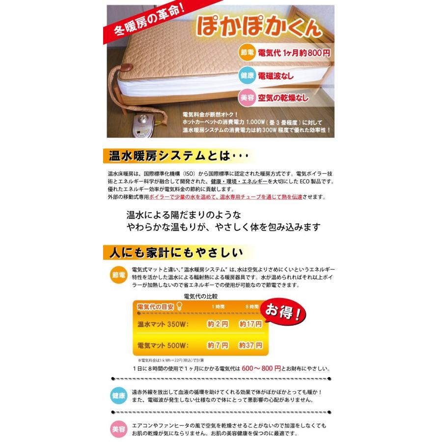 温水暖房システム ぽかぽかくん 温水マット ベット型 シングル 新型：商品変更]一月温水マットシングル/水を使ったポカポカお湯の暖房