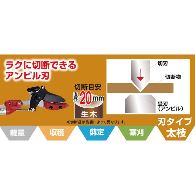 アルス 184WZ-2.9-5D ズームチョキ倍力 アンビル 日本製 園芸 庭 生木
