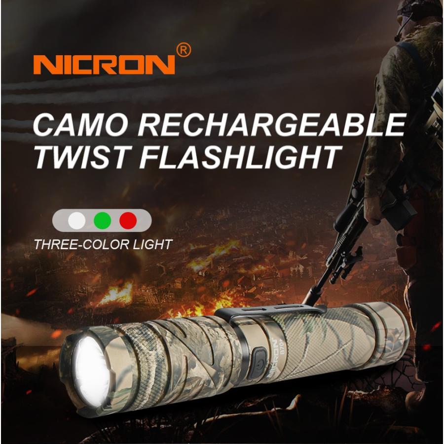NICRON ニクロン アウトドア用 迷彩 LEDライト B70+ 950ルーメン USB 
