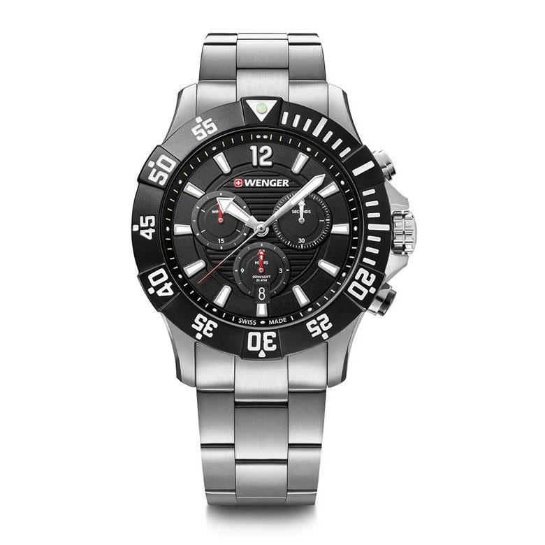 腕時計 メンズ 男性 ブラック シルバー 20代 30代 40代 50代 WENGER ウェンガー SEAFORCE プレゼントの画像