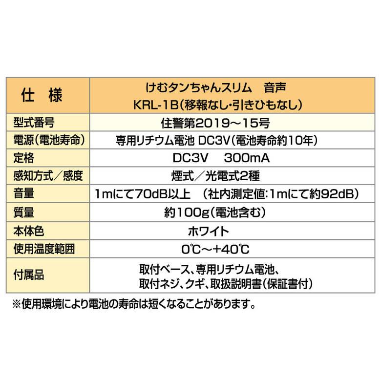 けむタンちゃん 住宅用火災警報器 KRH-1B KRL-1B 煙式 音声