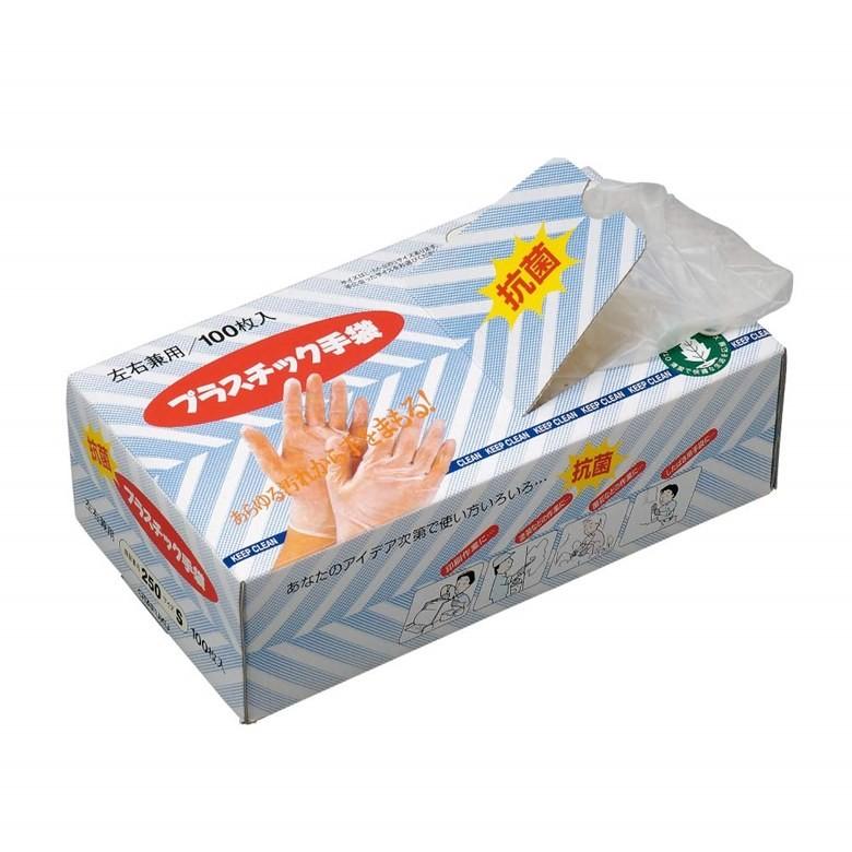 おたふく 使い捨て手袋 250 抗菌プラスチックディスポ手袋 粉なし 100