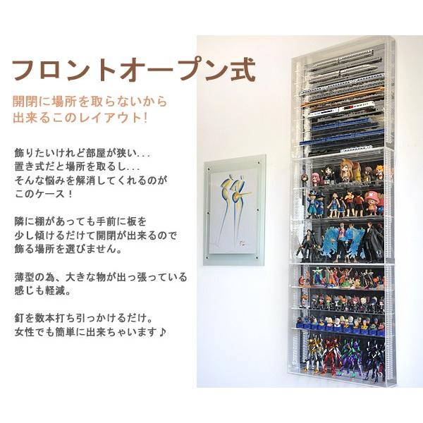 可動棚 壁掛け 】アクリルコレクションケースクリアS/ 棚板3枚付