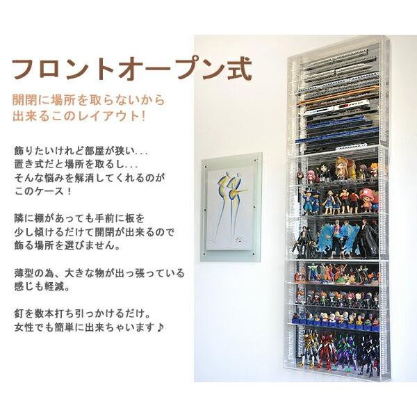 送料無料 可動棚 壁掛け 】アクリルコレクションケース ガラス色 L背面