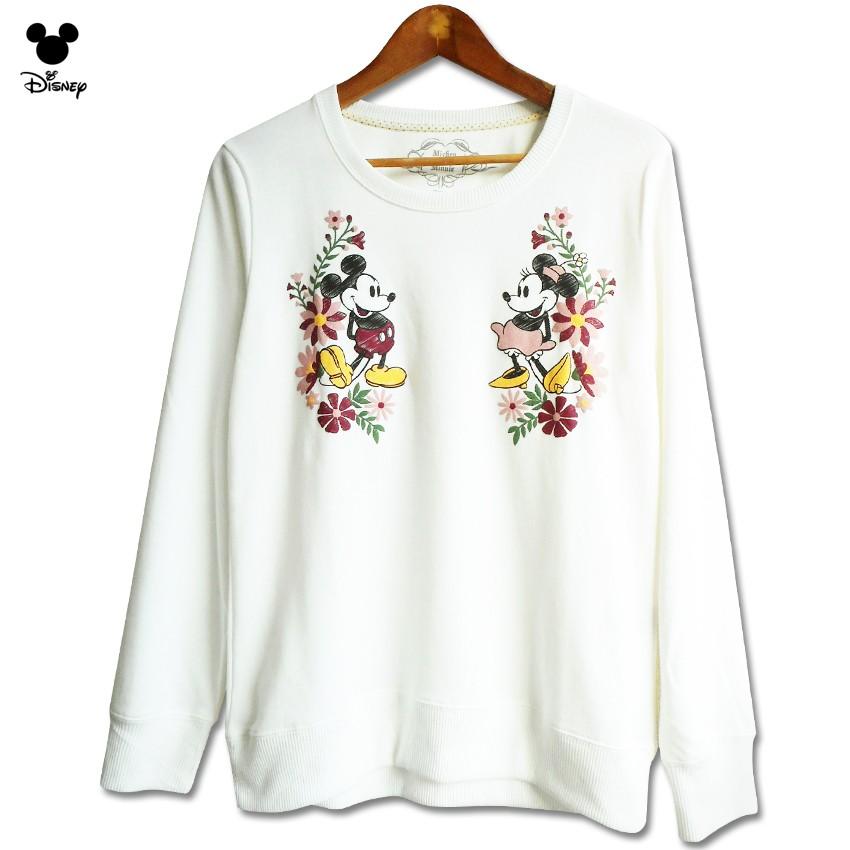 送料無料 ディズニー ミッキー ミニー レディース トレーナー スウェット 裏パイル地 薄手 花柄 刺繍風プリント 大人 かわいい Tdl 秋冬春 ナチュラル 18 11 010 プラスチカネットショップ 通販 Yahoo ショッピング