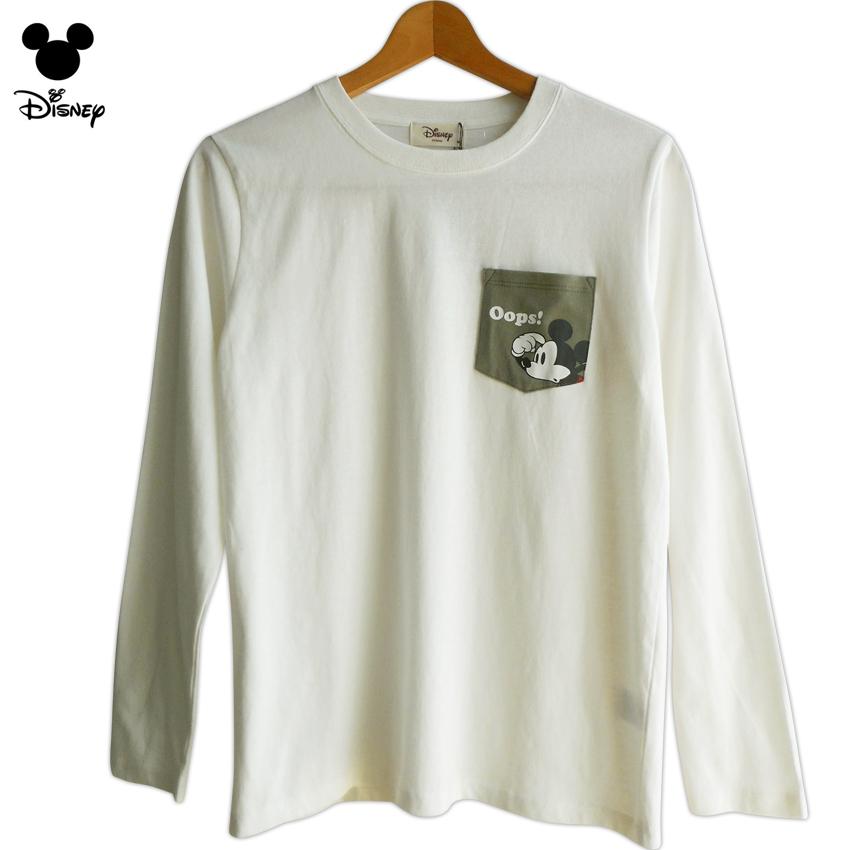 送料無料 ミッキー ミッキーマウス ディズニー 長袖tシャツ ロンt カットソー 胸ポケット アーミー Oops ウップス Disney レディース 双子コーデ 男女兼用 大人 21 09 004 プラスチカネットショップ 通販 Yahoo ショッピング