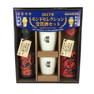 老松酒造 送料無料 麦焼酎 閻魔 陶器 カップ 付き ギフト セット ECS