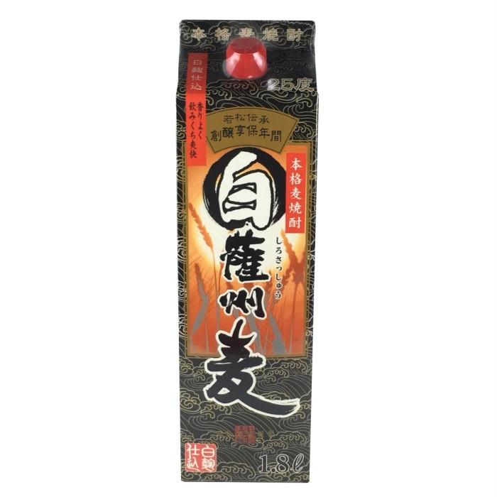 白薩州麦焼酎 25度 1.8Lパック 6本入り 若松酒造 本格麦焼酎 白薩州麦 25度 パック 1.8L 1800ml : KANPAISTORE