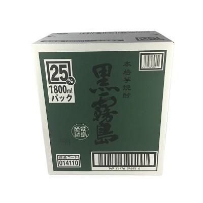 黒霧島 芋焼酎 パック 送料無料 25度 1800ml 1.8L 12本 ケース