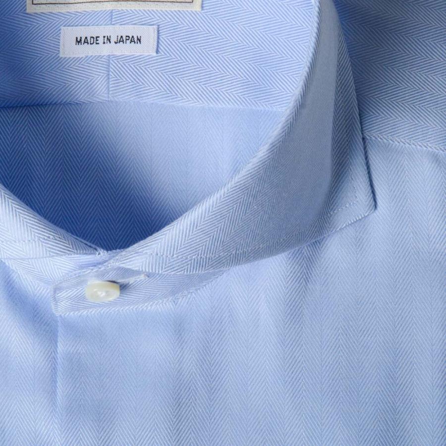 ワイシャツ メンズ 長袖 綿100％ 標準型 軽井沢シャツ ワイドスプレッド P11KZW279｜plateau-web｜04
