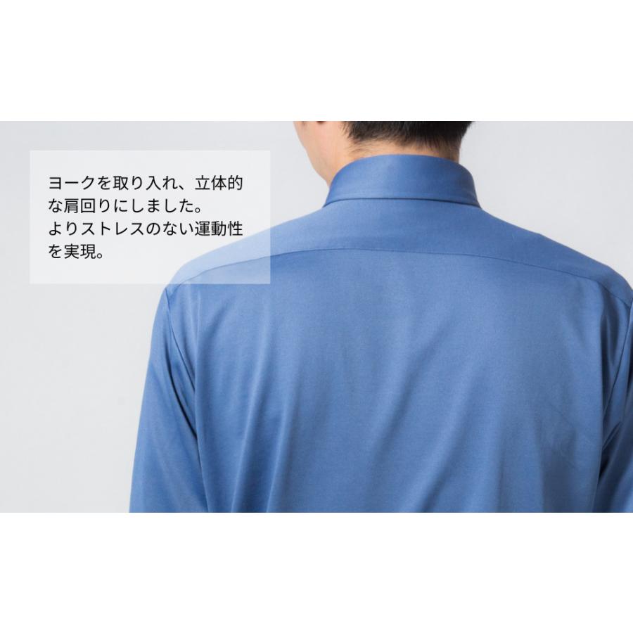 クセになる着心地 ワイシャツ 長袖 SHIRT-T プレミアム ボタンダウン ストレッチ メンズ ニットシャツ ノーアイロン テレワーク オフィス 制服 P11S1SI02｜plateau-web｜12