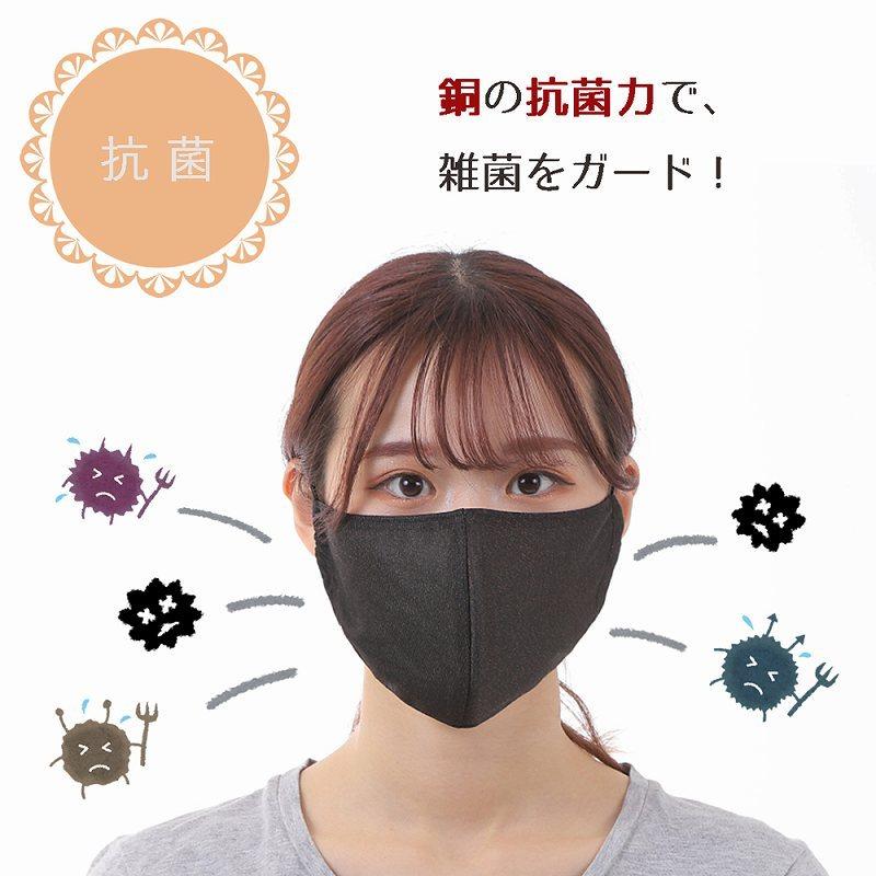 銅繊維マスク 1枚入 銅 編み込み マスク 洗える 布 消臭 制菌 保温性