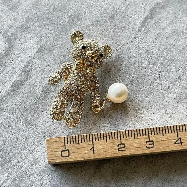 ブローチ【 テディベア・teddy bear 】パール Brooch