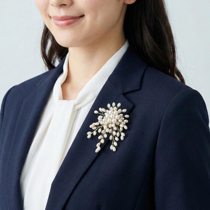 Brooch【 ゴールドワイヤー ブローチ 単品 】 パール おしゃれ