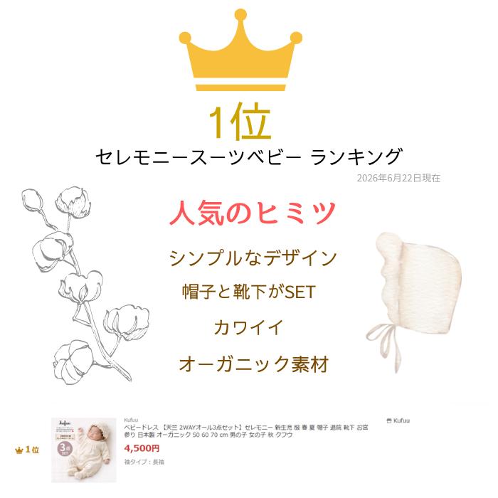 Kufuu（クフウ） ベビードレス 【天竺 2WAYオール3点セット