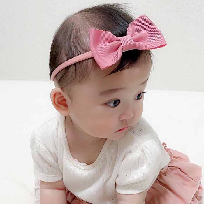 ベビー ヘアバンド ヘアクリップ セット グログランリボン 滑りどめ付