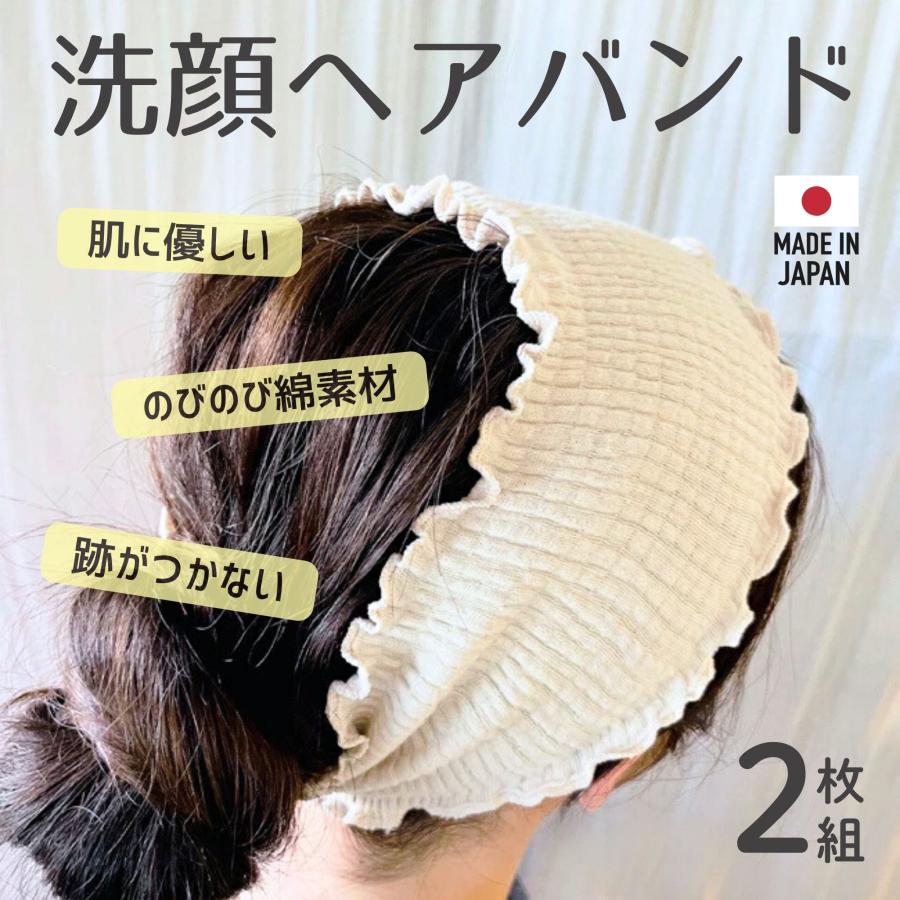 大人用 洗顔 のびのび ヘアバンド 【同色2枚SET】2サイズ ヘアキャップ