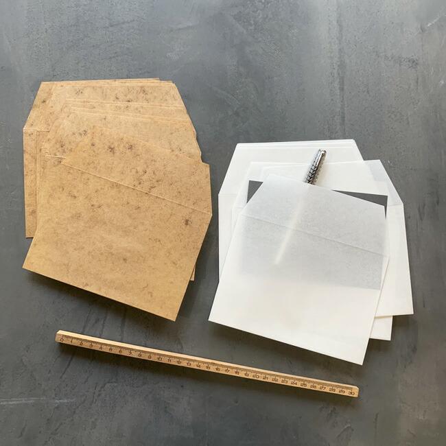 ロウ引き封筒 はがきサイズ 同色 10枚SET 165x115mm ワックスペーパー