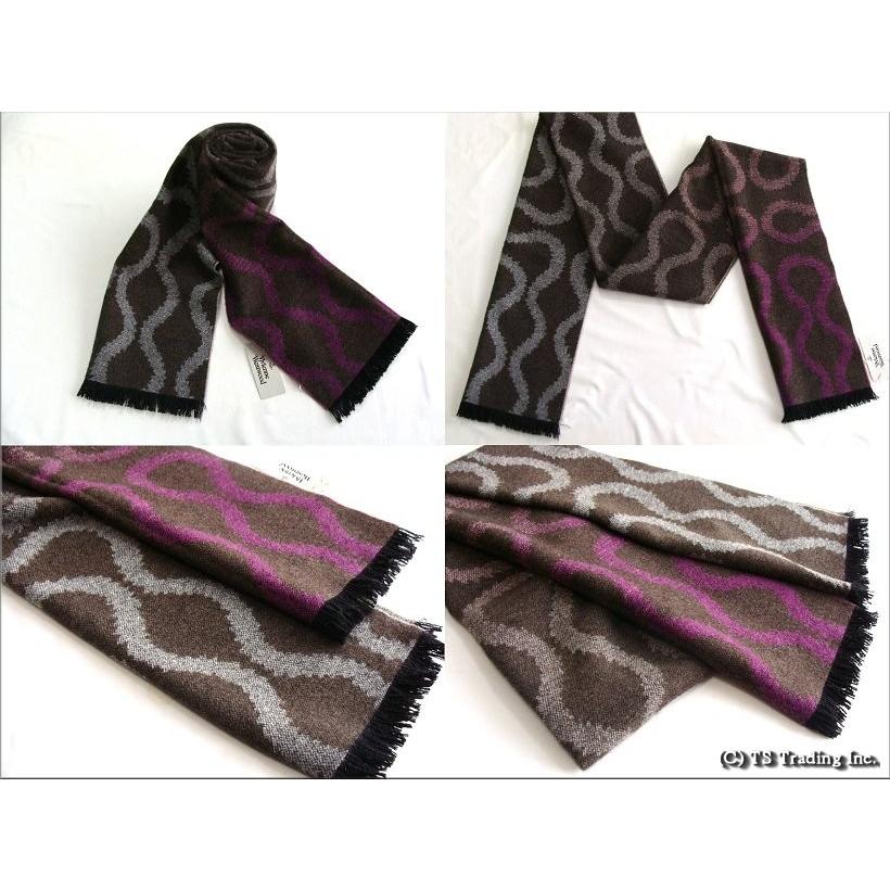 Vivienne Westwood ヴィヴィアン ウエストウッド スクイグル柄 ロング マフラー Squiggle Large Scarf  (Gry/Pur/Br) Made in Italy｜platzts｜04