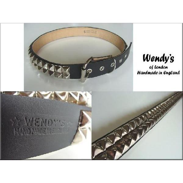 ＷＥＮＤＹ'Ｓ ウェンディーズ 正規 イギリス製 2-Row Large Pyramid Stud Belt 2連ラージ ピラミッド スタッズ ベルト(SV/BK)｜platzts｜02