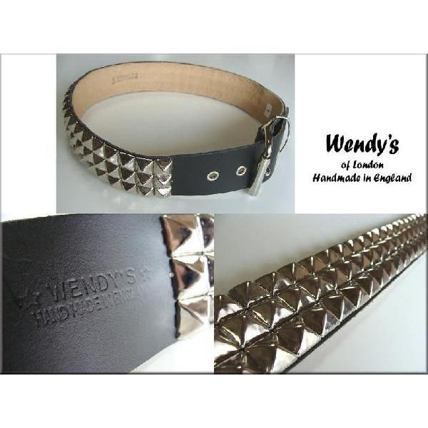 レアベルトWENDY’S★3連ピラミッドスタッズベルト WENDY'S ウェンディーズ 正規 イギリス製 3-Row Large Pyramid