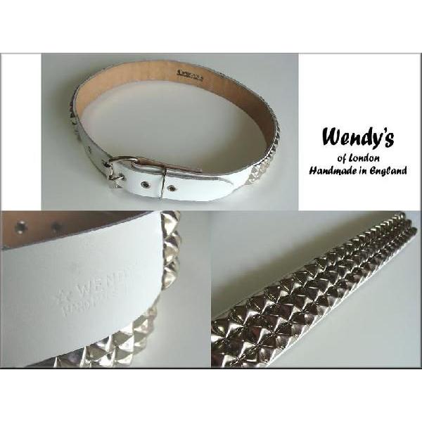 ＷＥＮＤＹ'Ｓ ウェンディーズ 正規 イギリス製 3-Row Small Pyramid Stud Belt ３連スモール ピラミッド スタッズ ベルト(SV/WH)｜platzts｜02